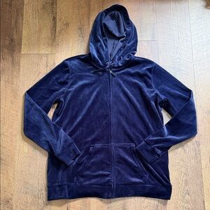 Navy Blue Velour Hoodie